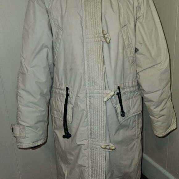 TAHARI Off White Hooded Down Winter Coat Ladies Medium - Picture 4 of 9
